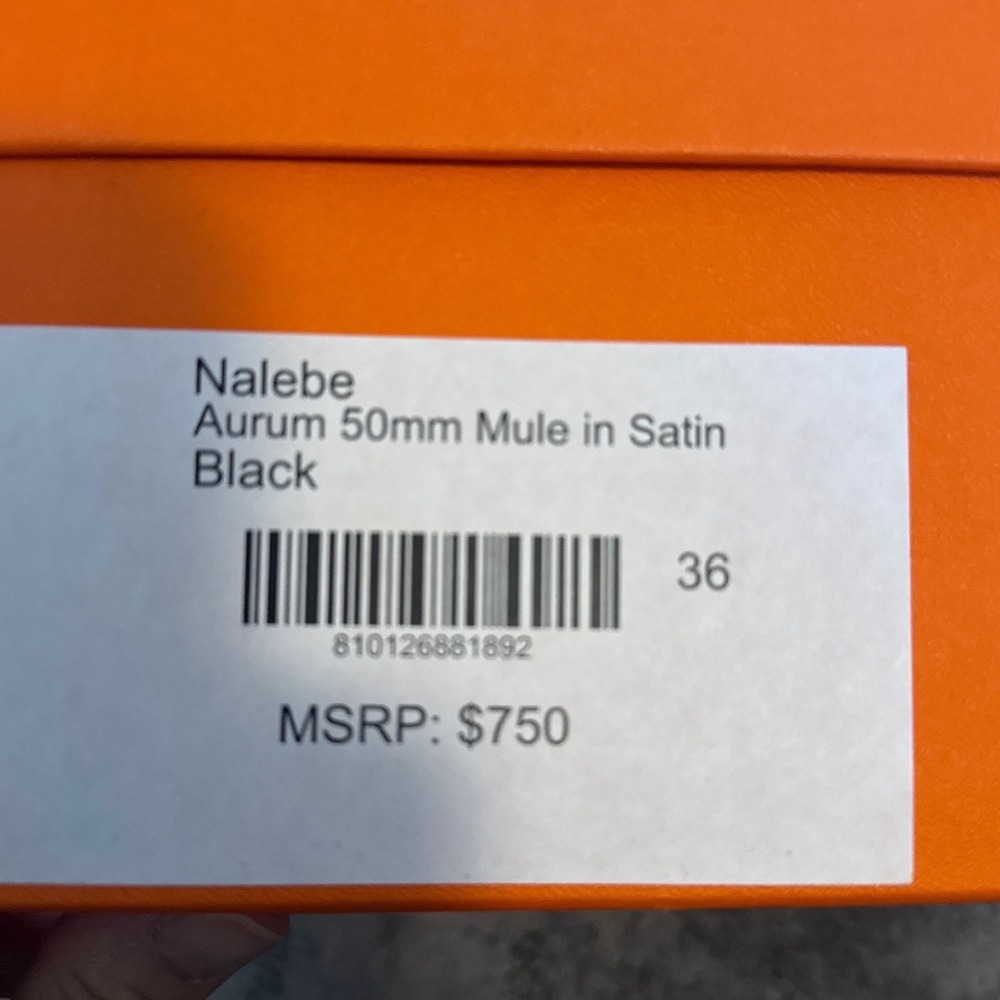 Nalebe Aurum 50mm Black Satin Crystal Embellished Mule Sandals Size 36 - Picture 6 of 7